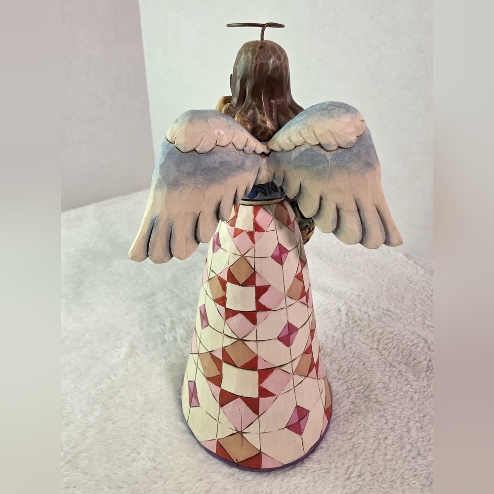 Jim Shore Heartwood Creek Angel with Flower Basket Figurine Blue Pink 4005241 - Picture 4 of 10